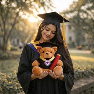 Smart Graduation Teddy Bear 21cm – Custom Name & Scroll Print Plush Gift