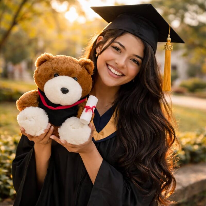 Elegant Graduation Teddy Bear with scroll premium soft plush gift Sri Lanka